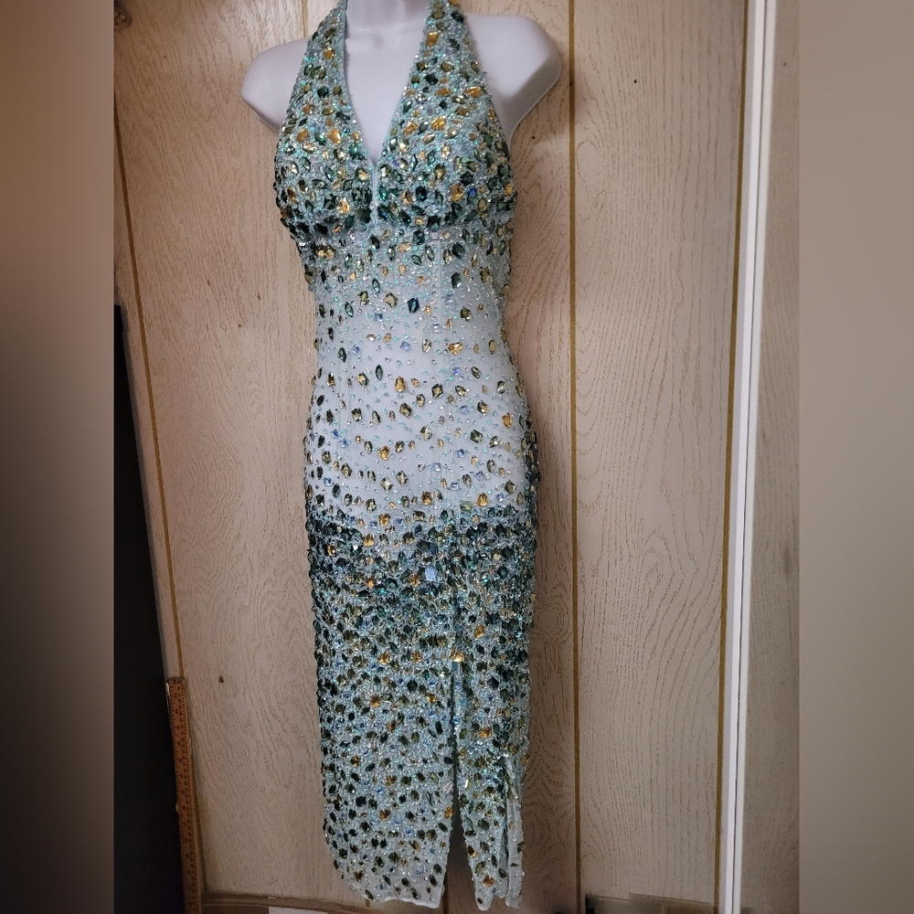 Elegant Halter Sequin Dress